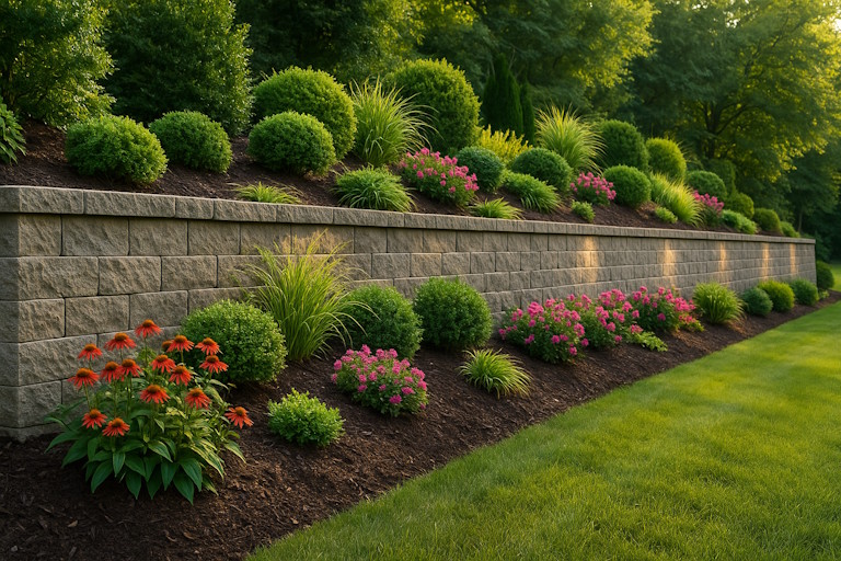 Concrete retaining wall installation
